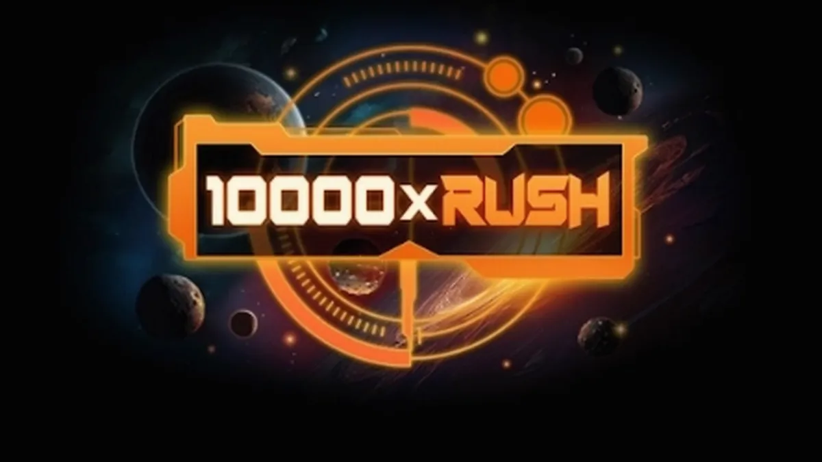 Tampilan visual slot 10000 x Rush dengan tema roda keberuntungan
